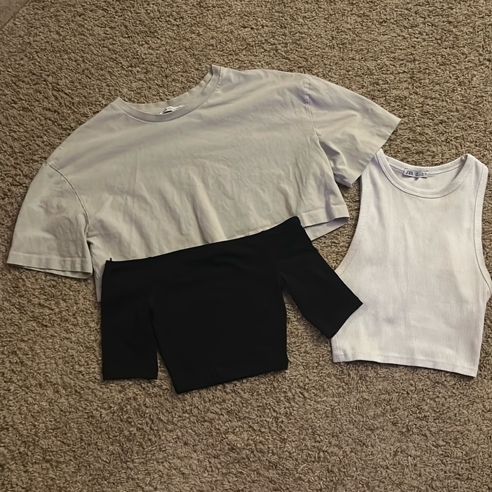 3 size small zara tops, all in like new condition
